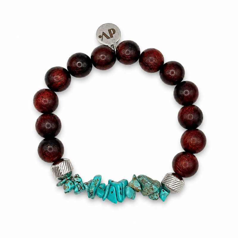 Pulsera Siroco de Madera y Turquesa Sintética